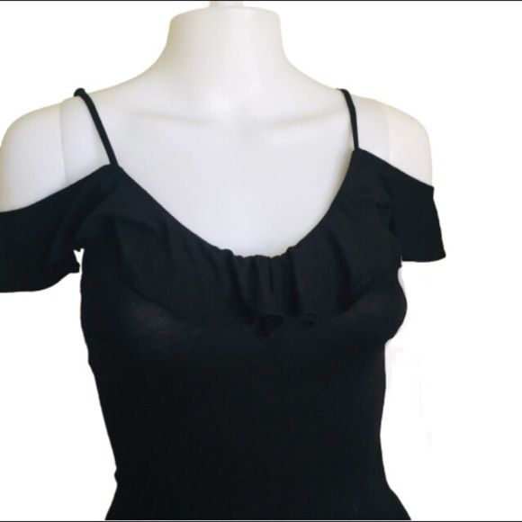 GARAGE Flounce Trim Cold Shoulder Camisole Strap Top Black Size XS - Picture 5 of 10